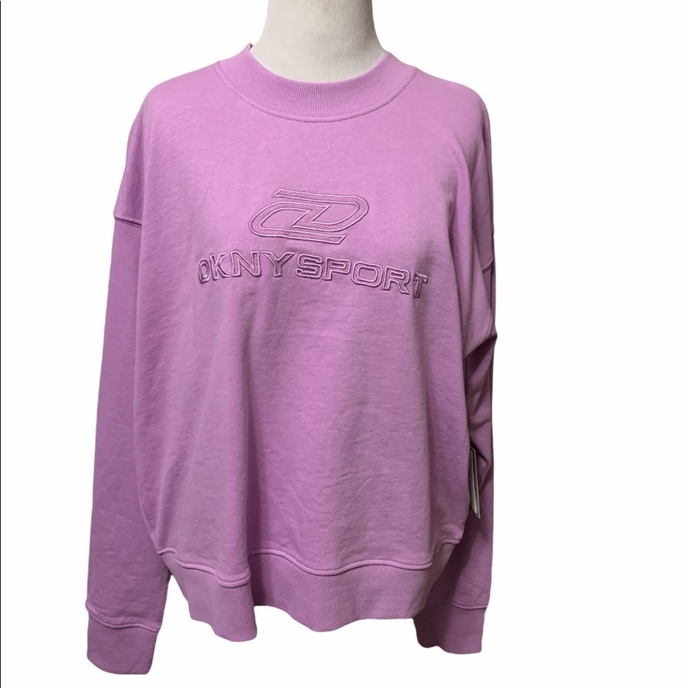 DKNY Sport purplish pink cropped crew neck sweatshirt, L, new